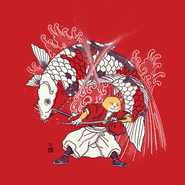 I Draw Samurai Cat Illustrations