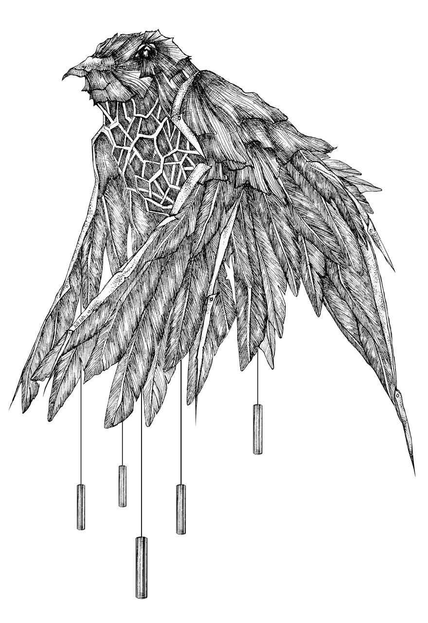 My Mechanical Birds Drawn With Ink