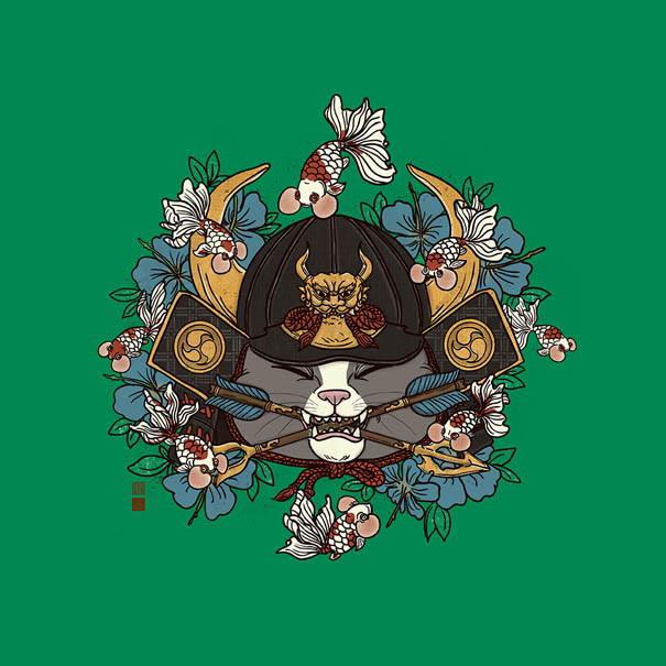 I Draw Samurai Cat Illustrations