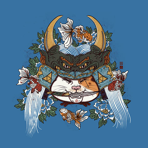 I Draw Samurai Cat Illustrations