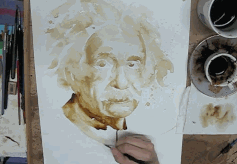 My Portrait Of Albert Einstein Made With Coffee