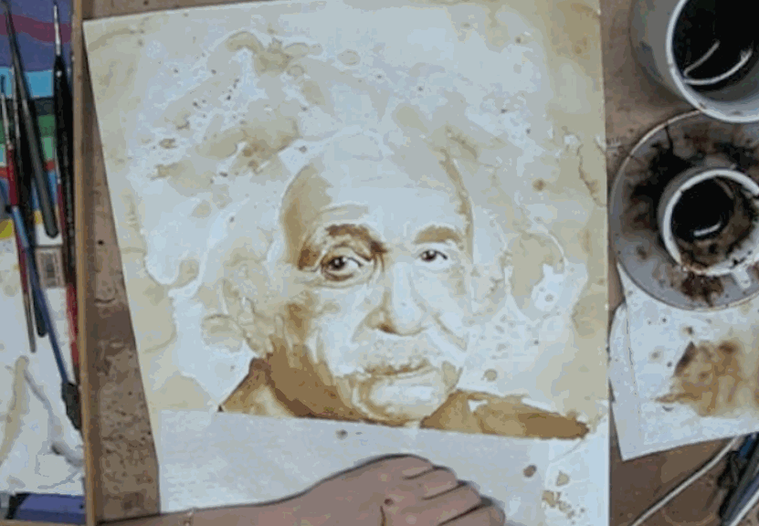 My Portrait Of Albert Einstein Made With Coffee