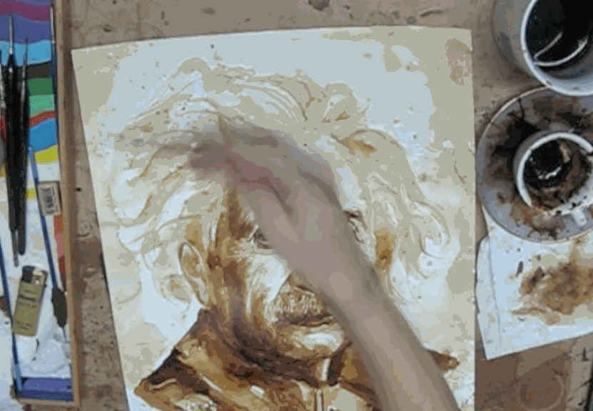 My Portrait Of Albert Einstein Made With Coffee