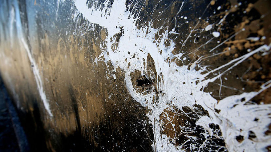 Powerful Panda Street Art Painted In The Splatter Ink Technique