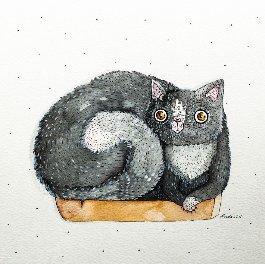My Watercolor And Ink Paintings Of Quirky Cats My Watercolor And Ink Paintings Of Quirky Cats