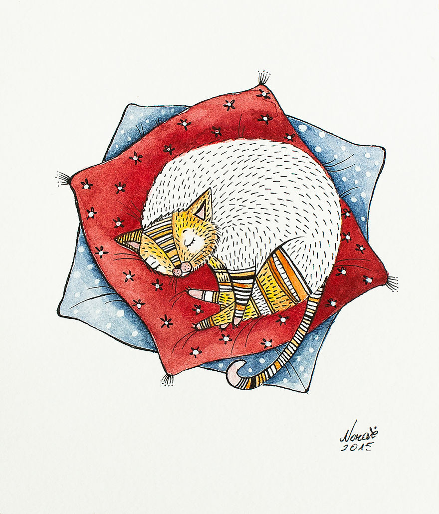 My Watercolor And Ink Paintings Of Quirky Cats My Watercolor And Ink Paintings Of Quirky Cats
