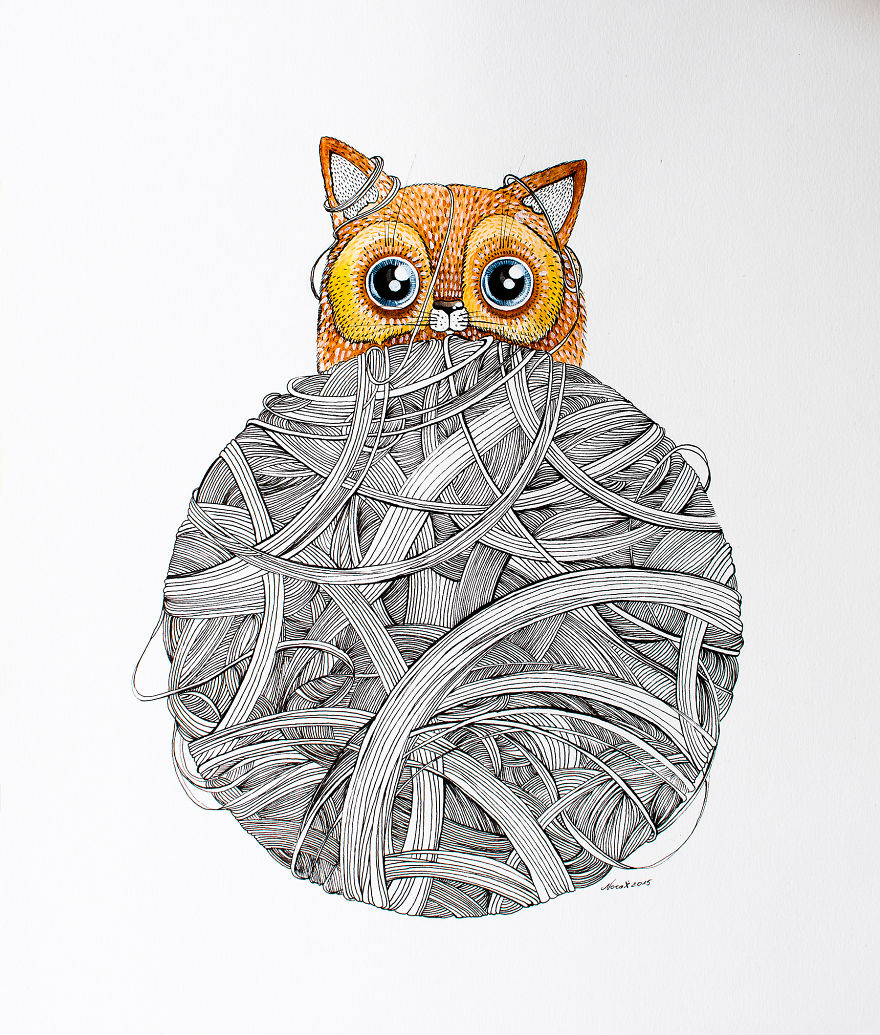 My Watercolor And Ink Paintings Of Quirky Cats My Watercolor And Ink Paintings Of Quirky Cats