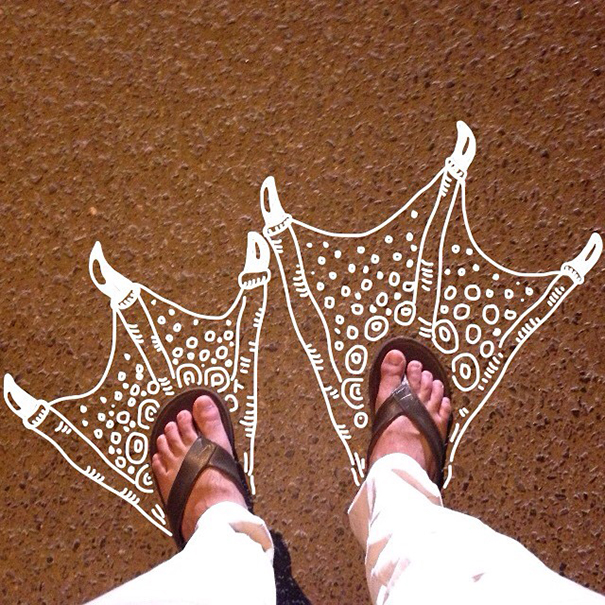 I Add Weird Illustrations To Photos Of My Friends' Feet