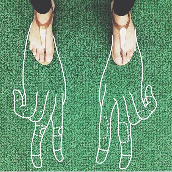 I Add Weird Illustrations To Photos Of My Friends' Feet