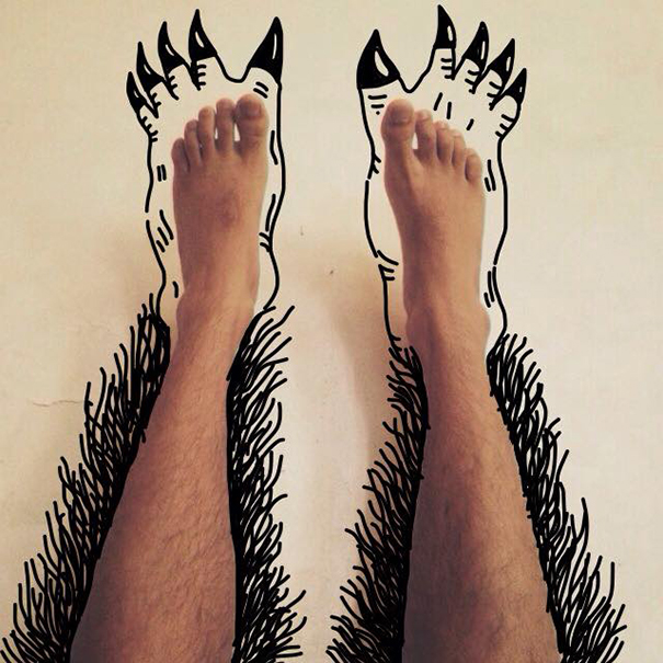 I Add Weird Illustrations To Photos Of My Friends' Feet