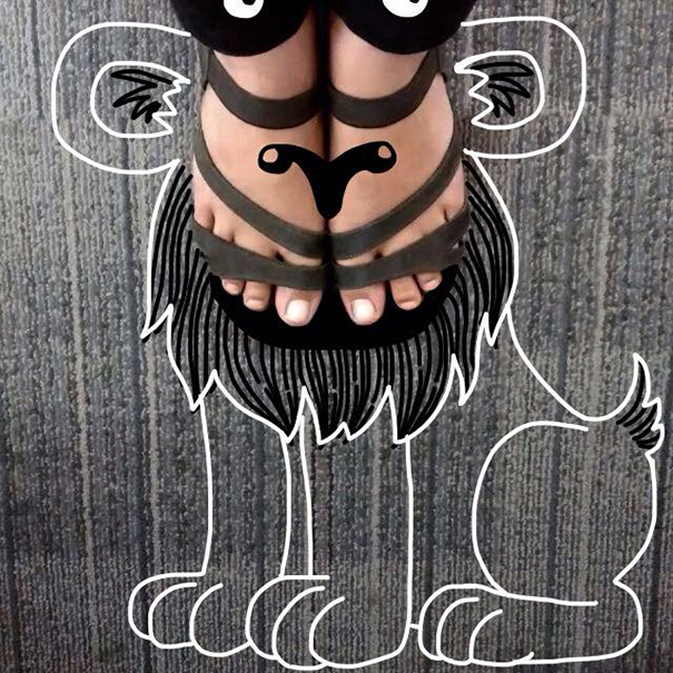 I Add Weird Illustrations To Photos Of My Friends' Feet