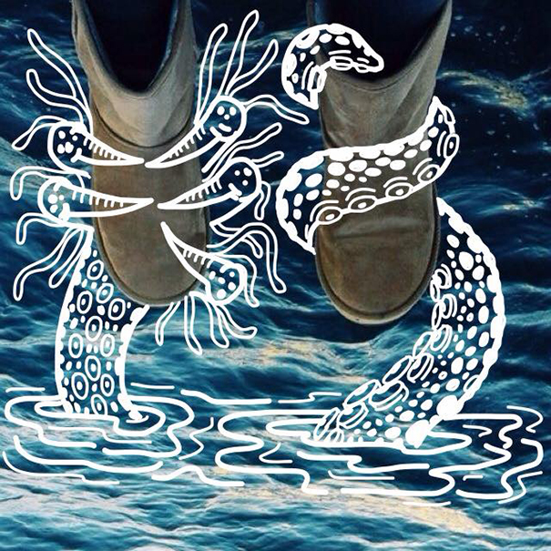 I Add Weird Illustrations To Photos Of My Friends' Feet