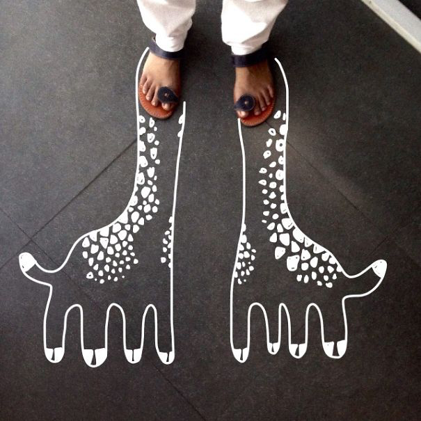 I Add Weird Illustrations To Photos Of My Friends' Feet