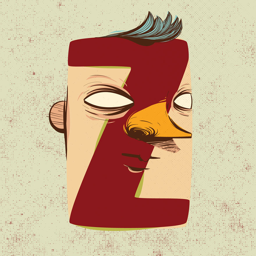 Letters Turned Into Faces With Beautiful Typography