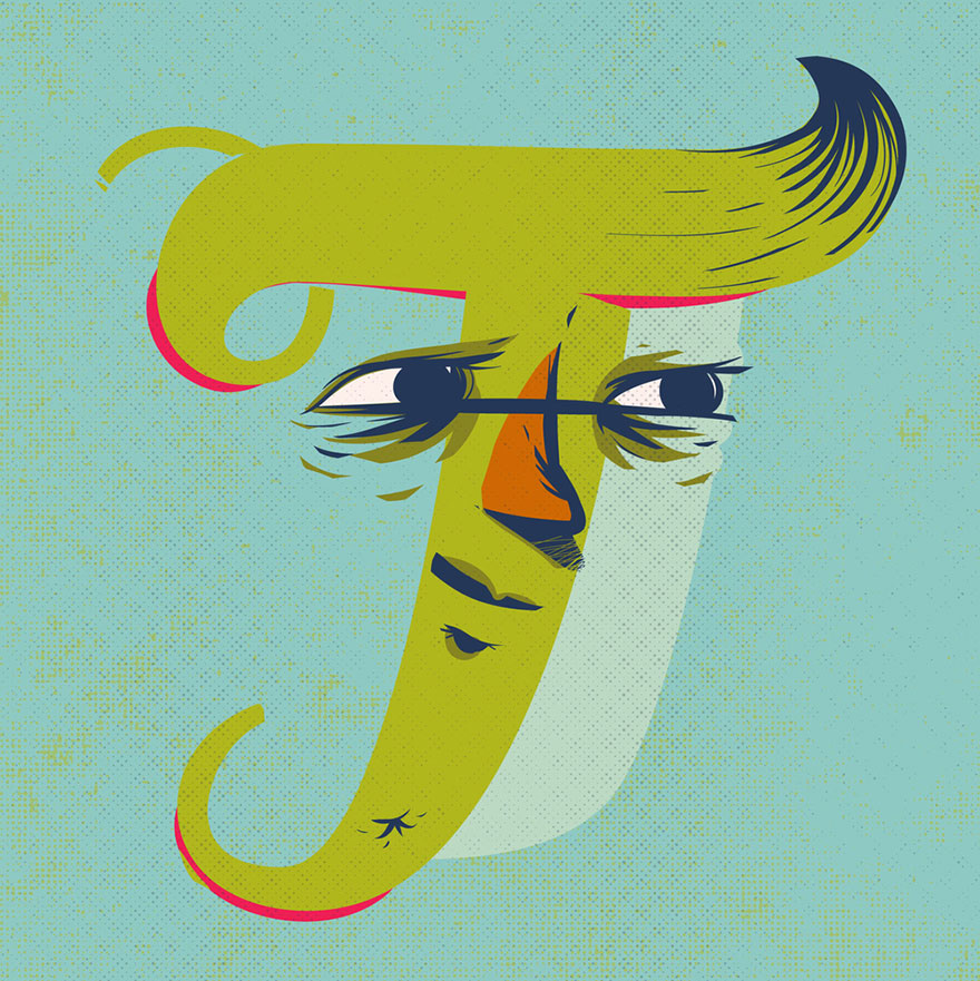 Letters Turned Into Faces With Beautiful Typography