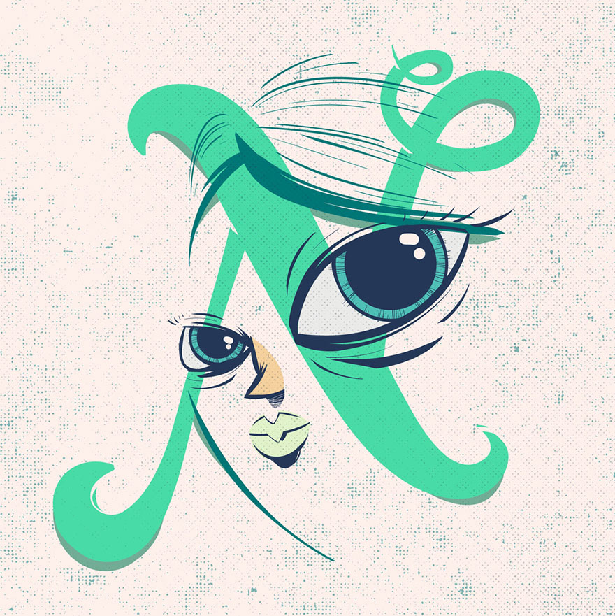 Letters Turned Into Faces With Beautiful Typography