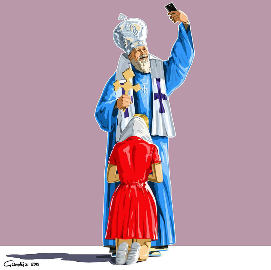 Holy Selfie: Satirical Illustrations Of Religious People By Gunduz Agayev