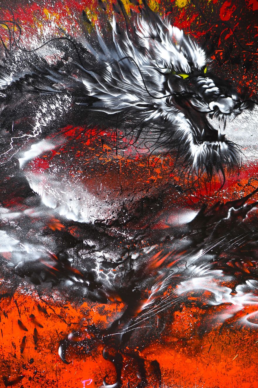 Imperial Dragon: My Splattered Wall Mural Of A Powerful Chinese Symbol Imperial Dragon: My Splattered Wall Mural Of A Powerful Chinese Symbol