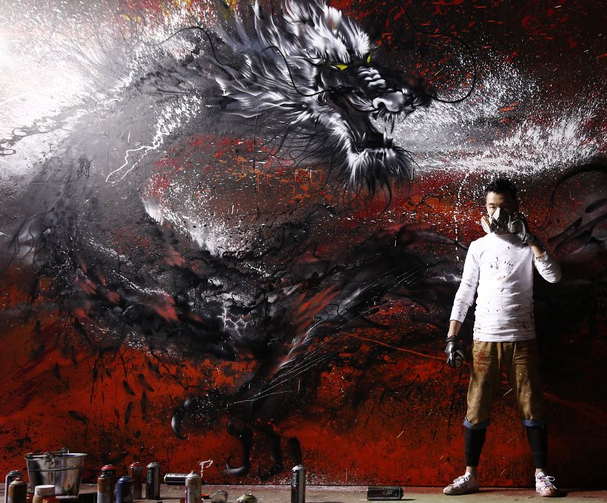 Imperial Dragon: My Splattered Wall Mural Of A Powerful Chinese Symbol Imperial Dragon: My Splattered Wall Mural Of A Powerful Chinese Symbol