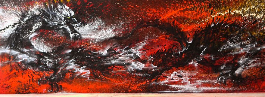 Imperial Dragon: My Splattered Wall Mural Of A Powerful Chinese Symbol Imperial Dragon: My Splattered Wall Mural Of A Powerful Chinese Symbol