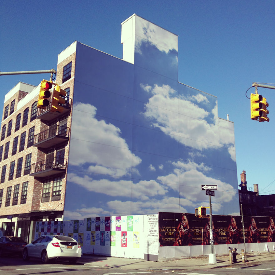 I Put Cloud Prints On Buildings To Brighten City Streets