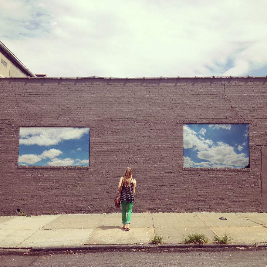 I Put Cloud Prints On Buildings To Brighten City Streets