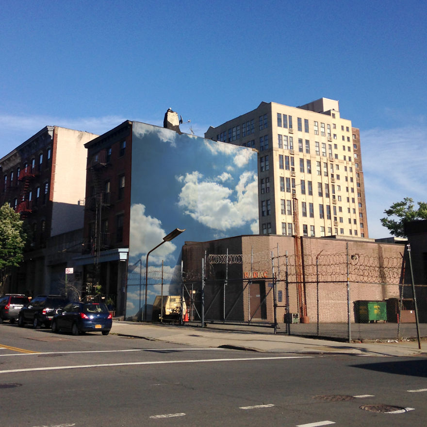 I Put Cloud Prints On Buildings To Brighten City Streets