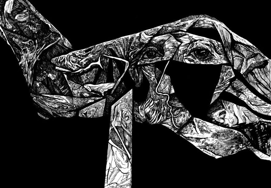 I Draw Surreal Portraits With Ink