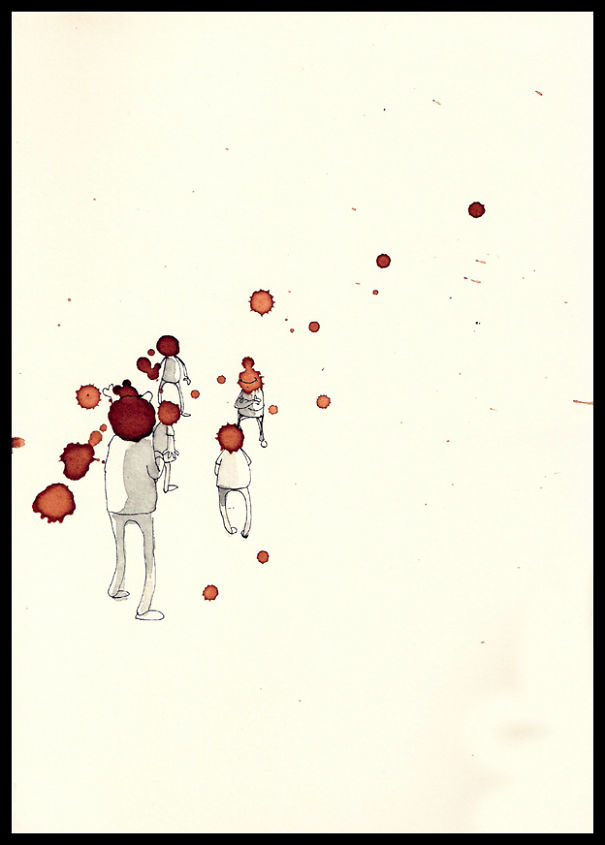 I Use Coffee Stains To Create Cute Little Drawings I Use Coffee Stains To Create Cute Little Drawings