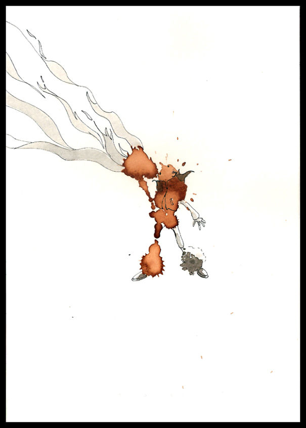 I Use Coffee Stains To Create Cute Little Drawings