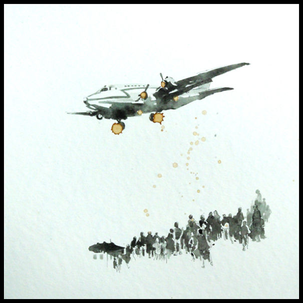 I Use Coffee Stains To Create Cute Little Drawings