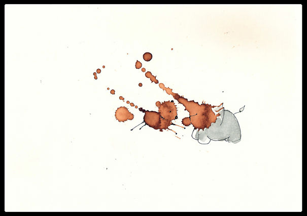 I Use Coffee Stains To Create Cute Little Drawings