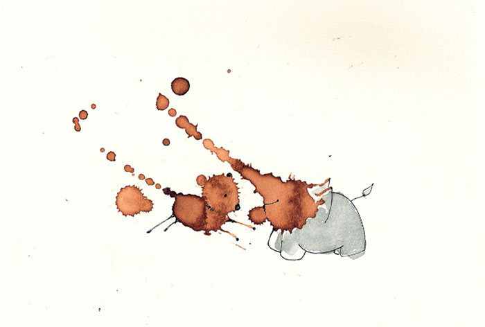 I Use Coffee Stains To Create Cute Little Drawings