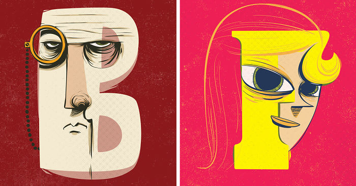 Letters Turned Into Faces With Beautiful Typography