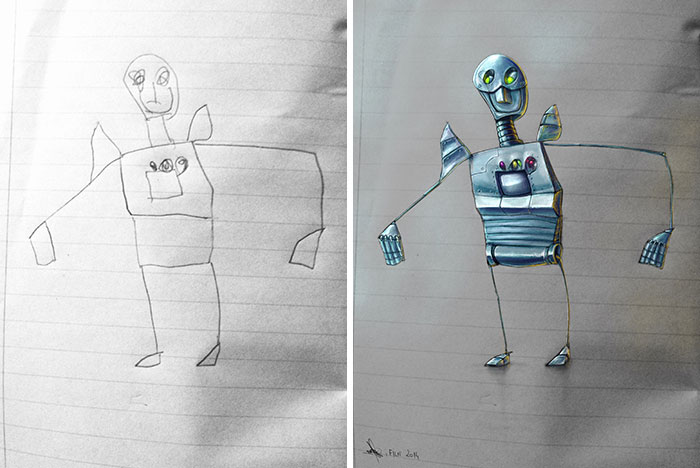 I Made Digital Illustrations Based On My Son’s Drawings