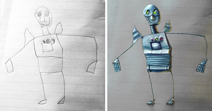 I Made Digital Illustrations Based On My Son’s Drawings