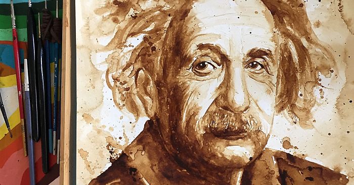 My Portrait Of Albert Einstein Made With Coffee