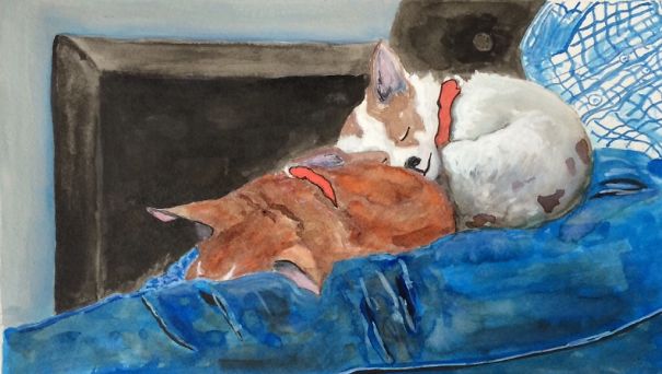 Brio And Poco And Daddy Slept Long Enough For Me To Paint Their Portraits.