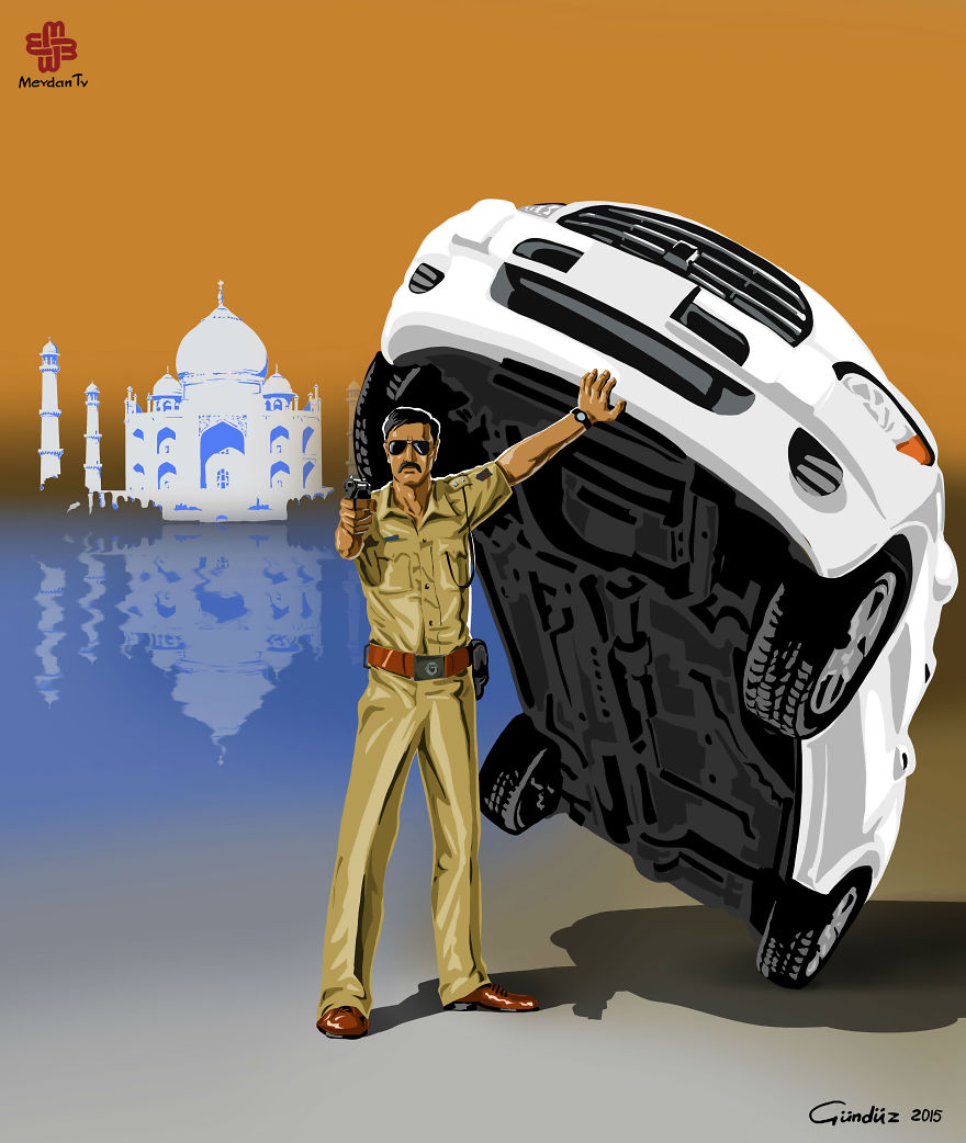 Satirical Illustrations Of Police Officers Around The World