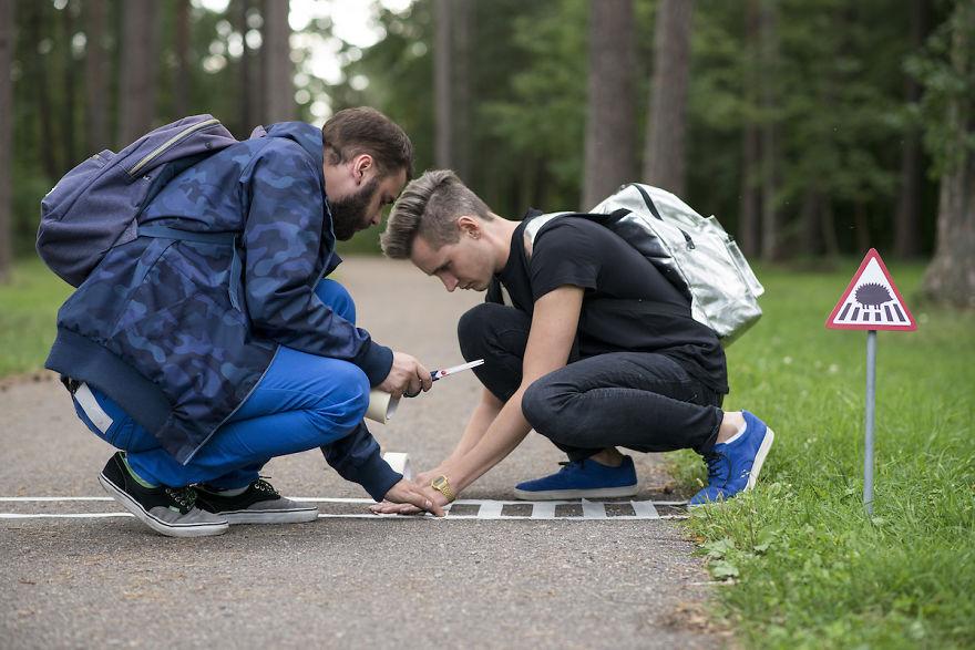 We Made Tiny Road Signs For Tiny City Residents In Vilnius, Lithuania We Made Tiny Road Signs For Tiny City Residents In Vilnius, Lithuania
