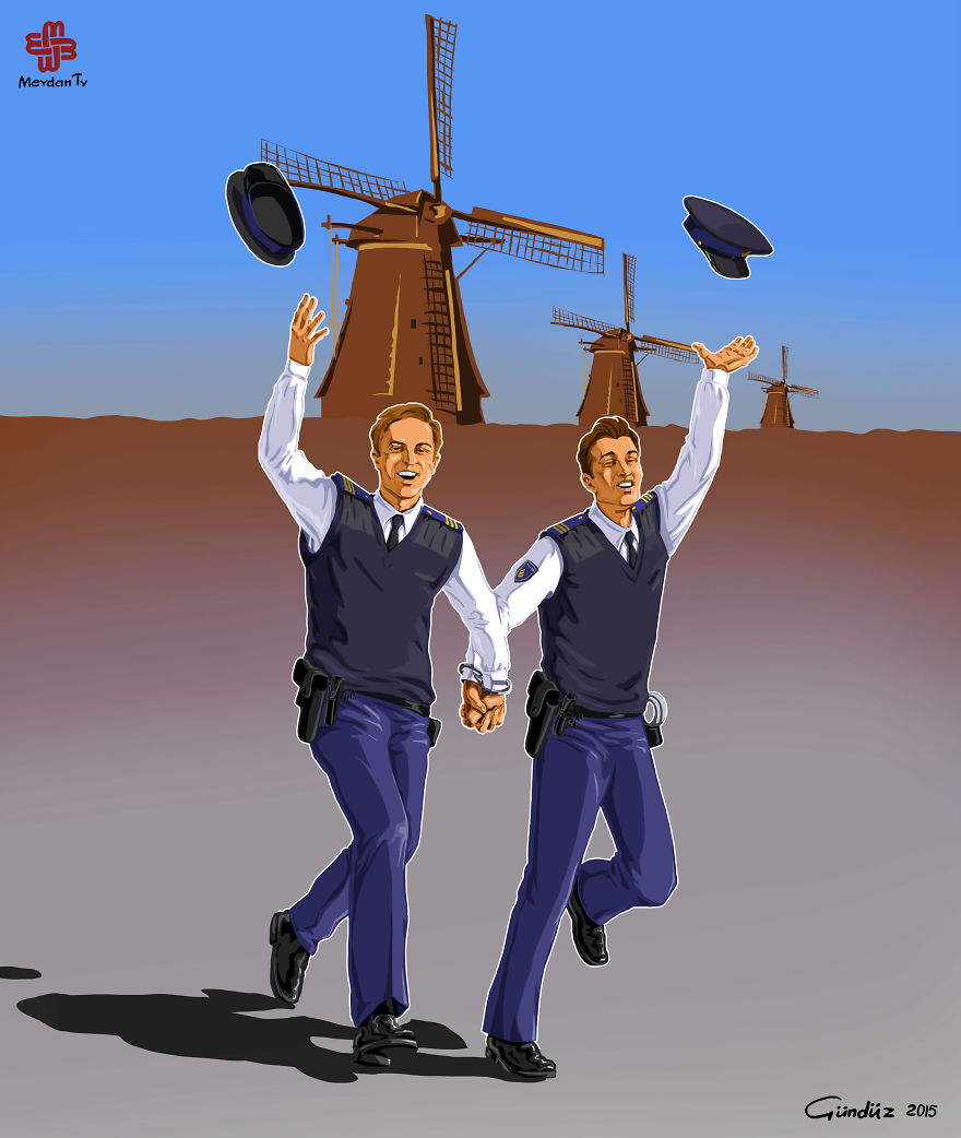 Satirical Illustrations Of Police Officers Around The World