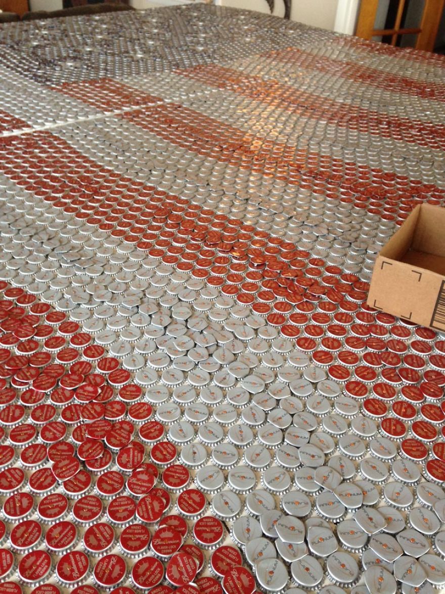 I Made A Giant American Flag From Over 20,000 Budweiser Bottle Caps