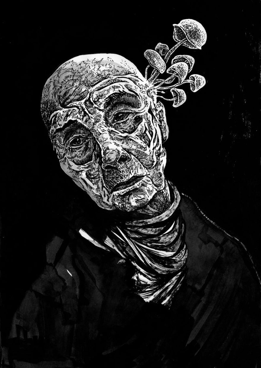 I Draw Surreal Portraits With Ink