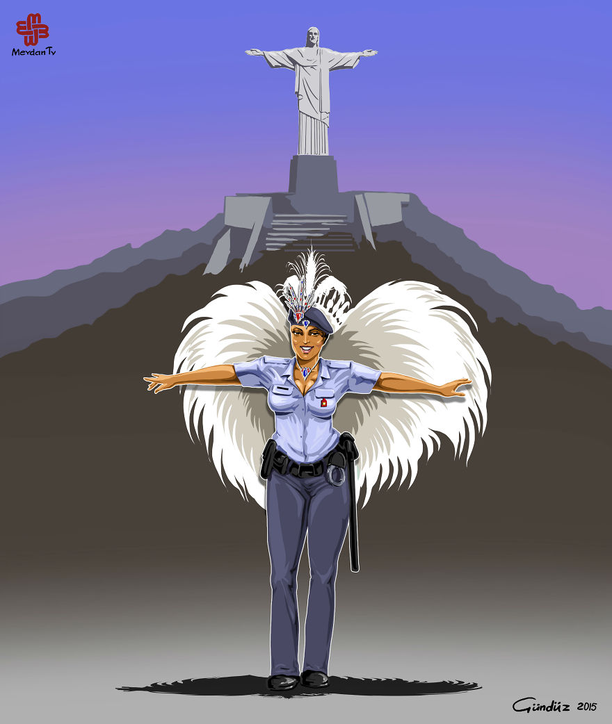 Satirical Illustrations Of Police Officers Around The World