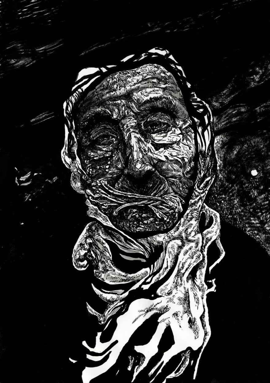 I Draw Surreal Portraits With Ink