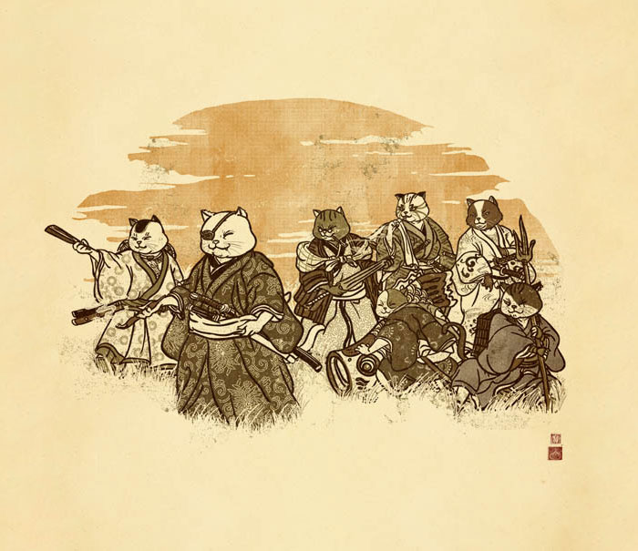 I Draw Samurai Cat Illustrations