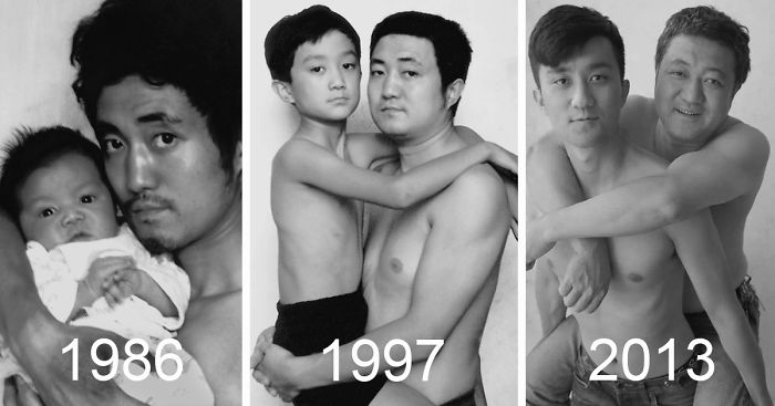 Father And Son Took The Same Picture For 28 Years – Until The Last One