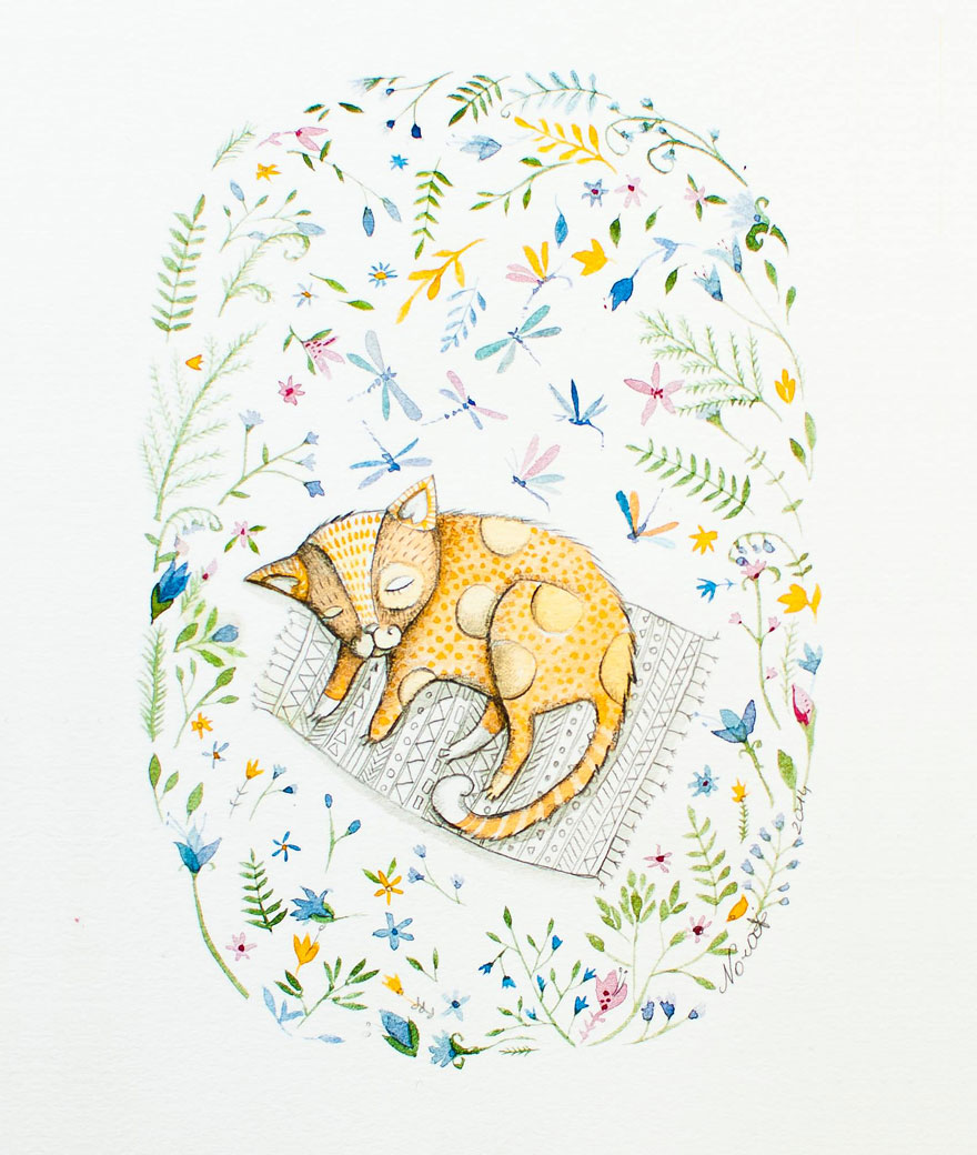 watercolor-ink-cats-paintings-norvile-dovidonyte-9 watercolor-ink-cats-paintings-norvile-dovidonyte-9