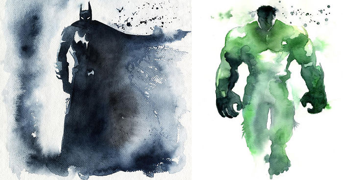 I Watercolor Superheroes With Big Splashes