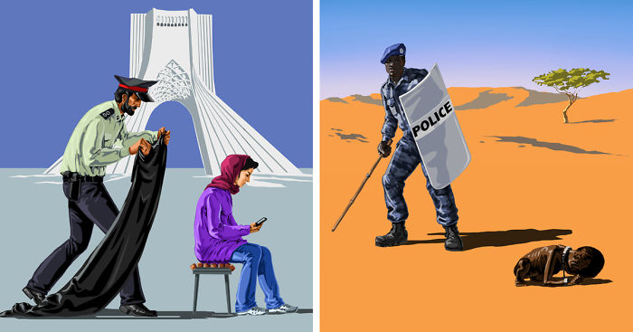 Satirical Illustrations Of Police Officers Around The World